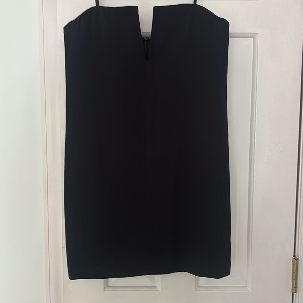 BCBG black satin strapless mini dress size 4